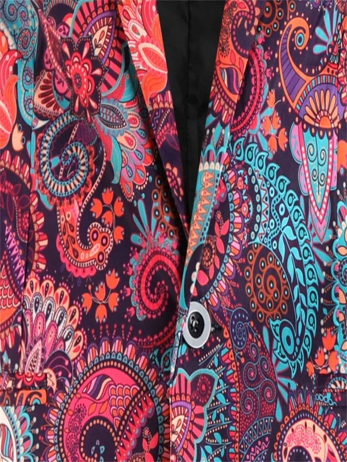Blazer con estampado de cachemira colorido para hombre, chaqueta informal de manga larga con solapa de un botón, abrigo de vestir ajustado para fiesta/cumpleaños