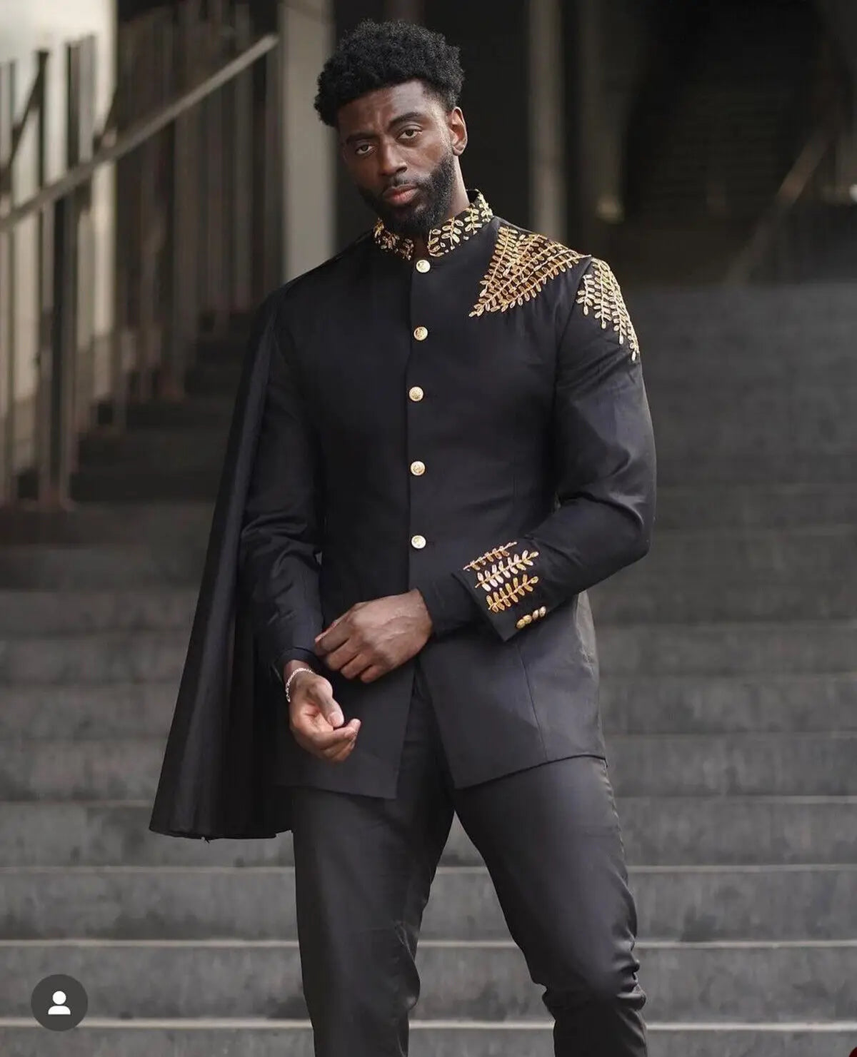 Men's Jacket Pants 2 Pieces with Detachable Cape Ceremony Formal Wedding Tuxedos