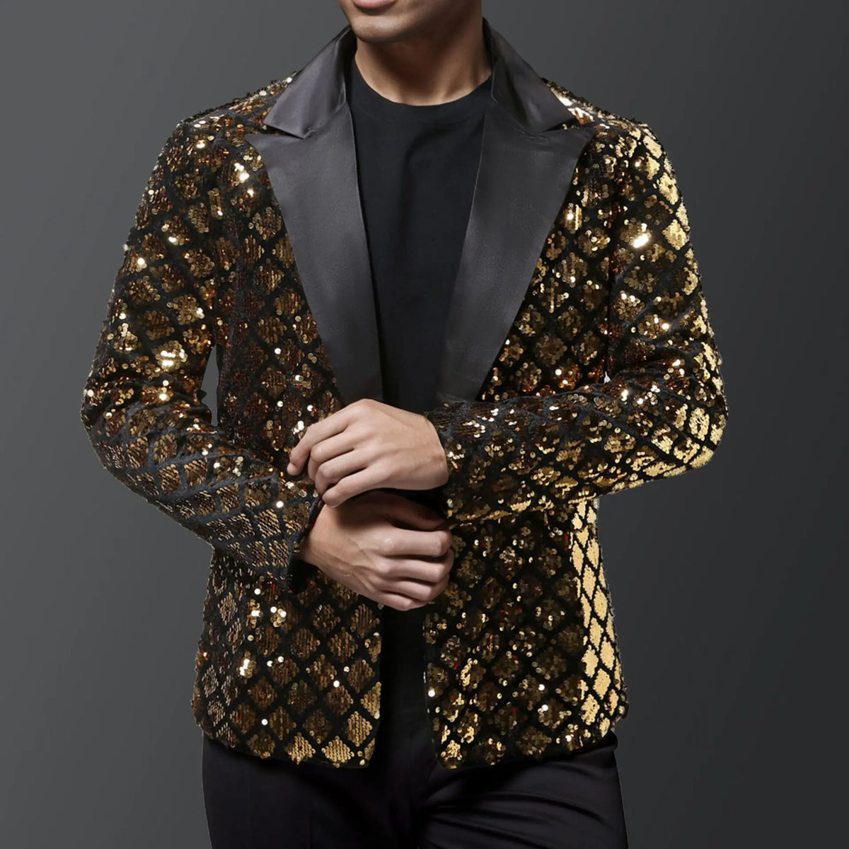 Veste de costume à paillettes dorées brillantes pour homme, veste de performance de mariage, manteau de soirée, blazers bleus et noirs argentés