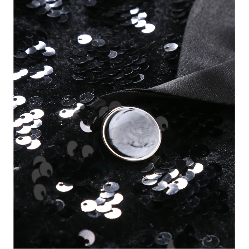 Veste de costume à paillettes dorées brillantes pour homme, veste de performance de mariage, manteau de soirée, blazers bleus et noirs argentés