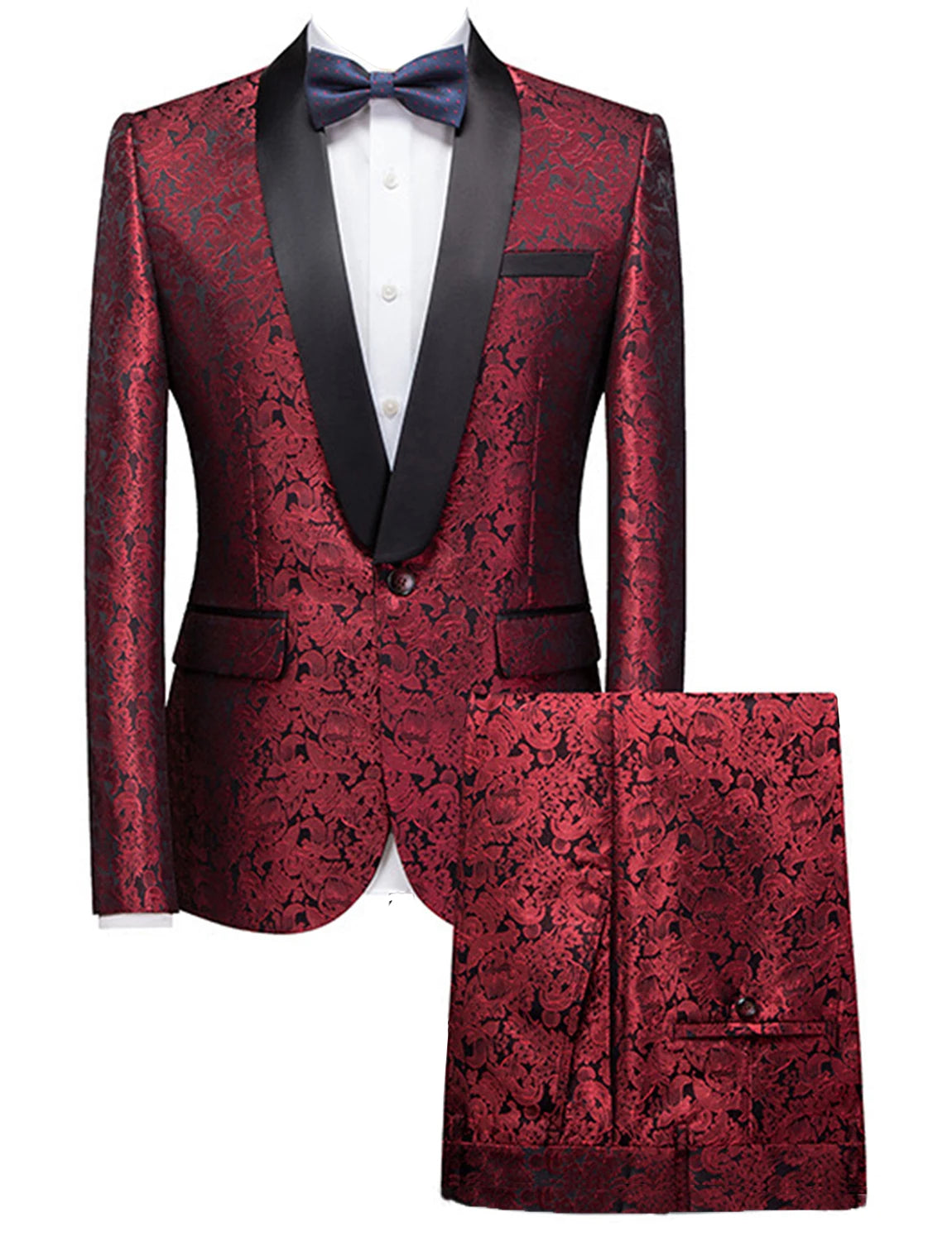Ensemble élégant de smoking en jacquard pour homme avec revers châle pour mariages et événements formels