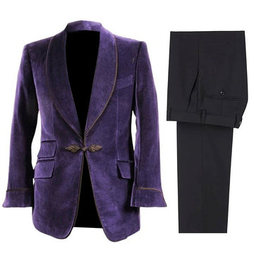 Men's One Button Shawl Lapel Suit Wedding Formal Party Prom 2-Piece( Velvet  Jacket) Tuxedo