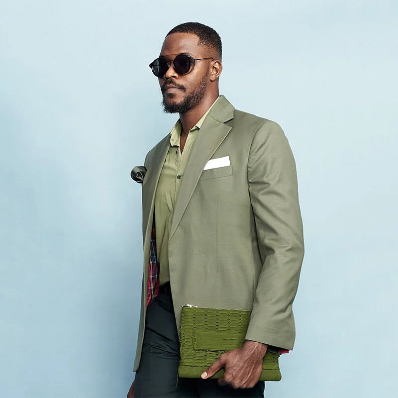 Conjunto de traje de esmoquin de 2 piezas para hombre, informal, de negocios, para uso diario, con chaqueta y pantalón, de botonadura sencilla y solapa con muesca y botones 