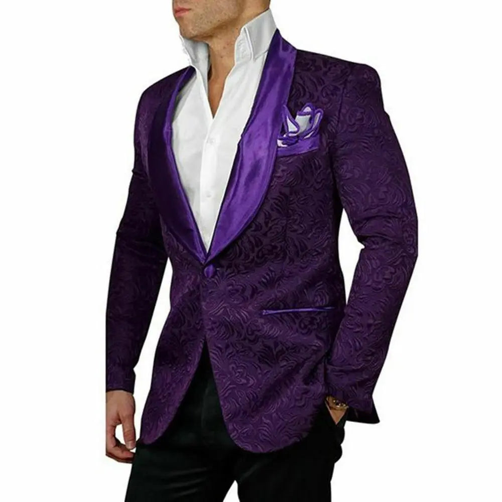 Blazer morado para hombre para cena de graduación, chaqueta con solapa chal, esmoquin de boda para novio, corte entallado, hecho a medida 