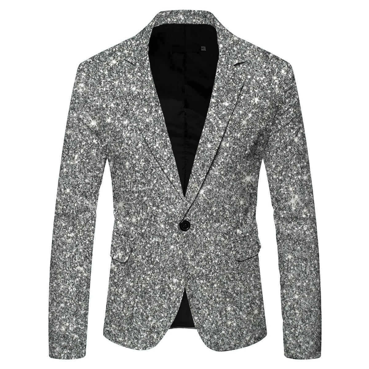 Traje de hombre con estampado de lentejuelas, solapa, botonadura sencilla, un botón, chaqueta deportiva, chaqueta de fiesta, abrigo informal
