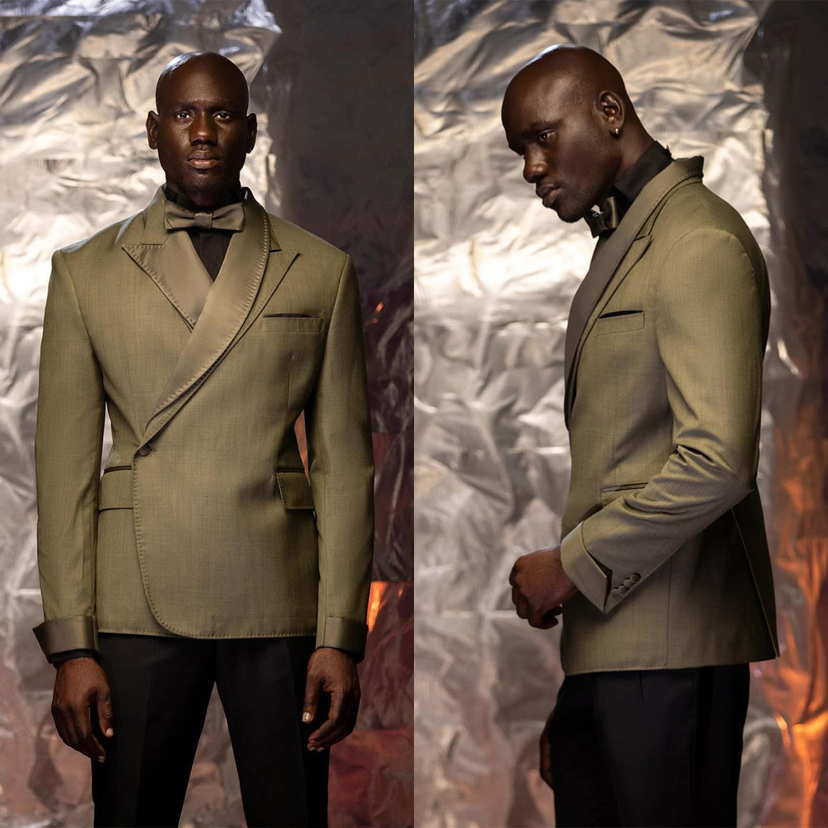 Costume homme 2 pièces blazer noir pantalon à revers en satin à un bouton marié formel tenue de travail sur mesure grande taille costume homme
