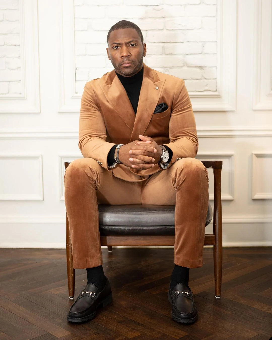 Traje de hombre de 2 piezas, blazer, pantalón, cruzado, solapa de pico, terciopelo marrón, ropa formal de negocios, ropa de trabajo, traje de novio para boda.