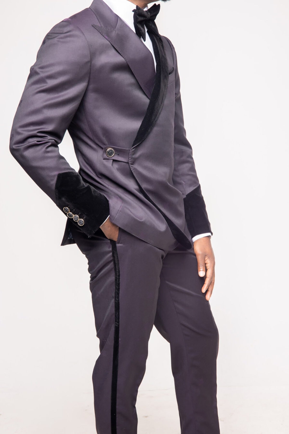 Costume 2 pièces pour homme, blazer et pantalon, revers pointu, un bouton, revers en velours, marié, grande taille, tenue de travail formelle, costume sur mesure pour homme 