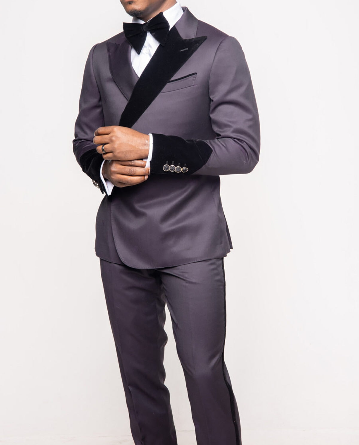 Costume 2 pièces pour homme, blazer et pantalon, revers pointu, un bouton, revers en velours, marié, grande taille, tenue de travail formelle, costume sur mesure pour homme 