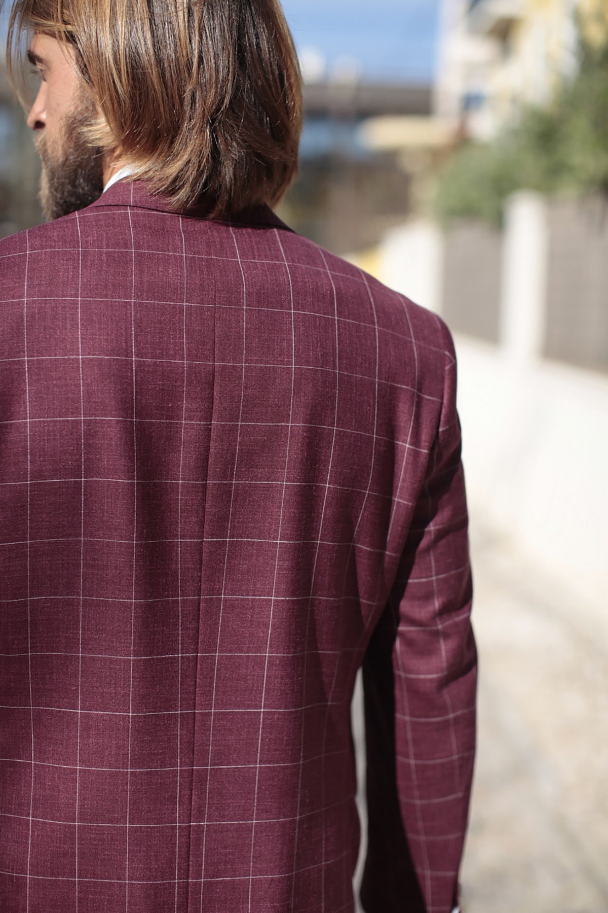 Traje de hombre de 2 piezas, blazer, pantalón, botonadura sencilla, solapa de pico, a cuadros, rayas, para negocios, ajustado, formal, para boda, novio 