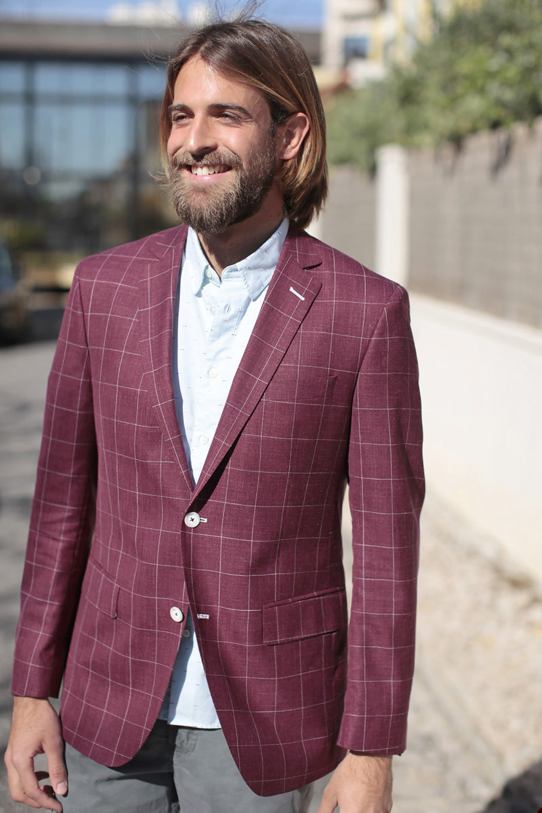 Traje de hombre de 2 piezas, blazer, pantalón, botonadura sencilla, solapa de pico, a cuadros, rayas, para negocios, ajustado, formal, para boda, novio 