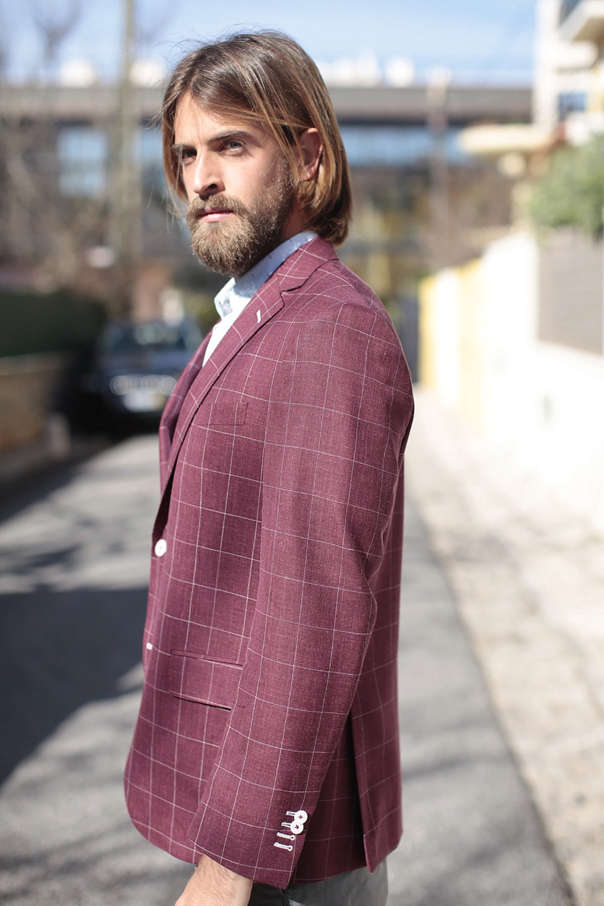 Traje de hombre de 2 piezas, blazer, pantalón, botonadura sencilla, solapa de pico, a cuadros, rayas, para negocios, ajustado, formal, para boda, novio 