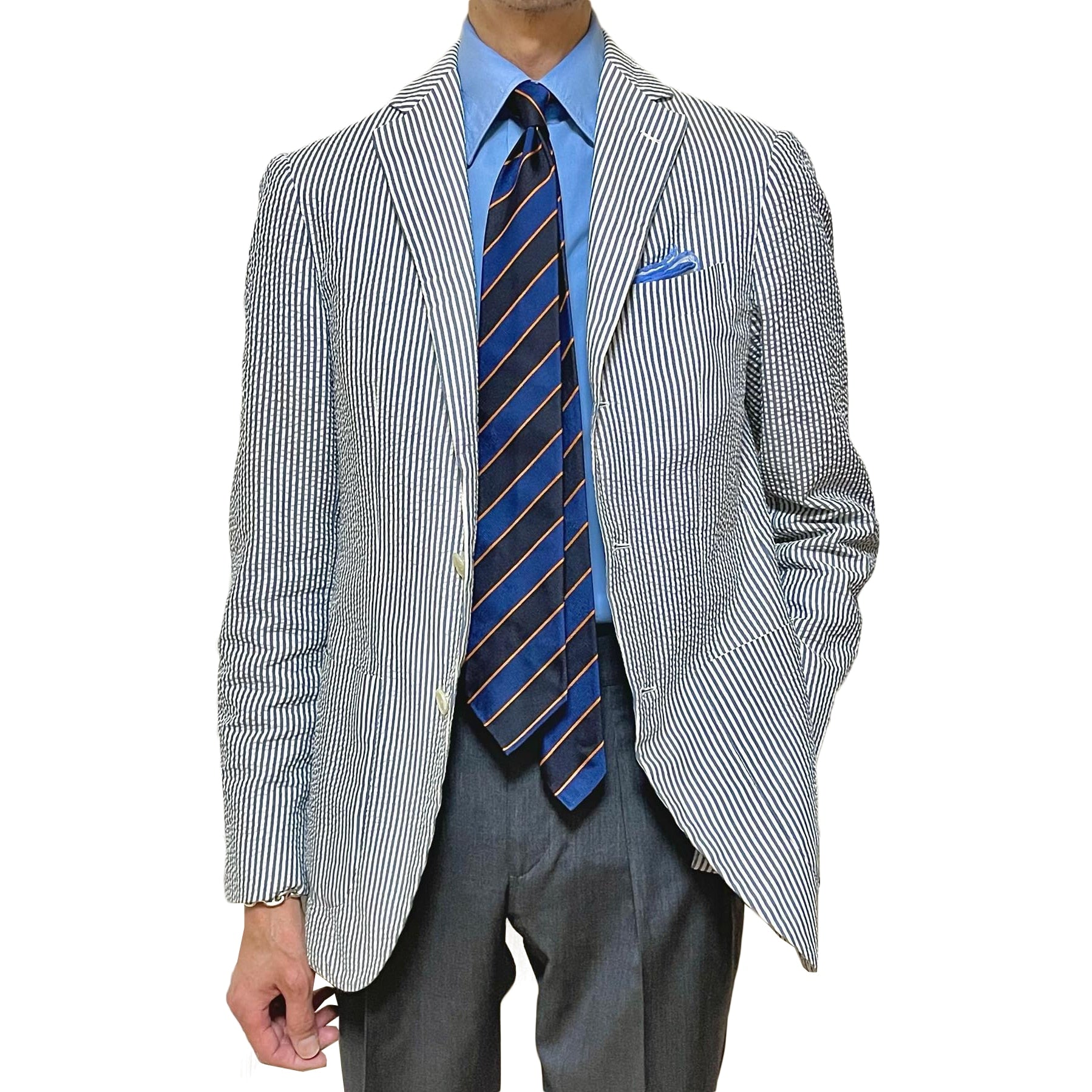 Men's Suit 2 Pieces Blazer Pants Single Breasted Peaked Lapel StripesFormal Business Slim Fit Formal Wedding Groom Costume Homme