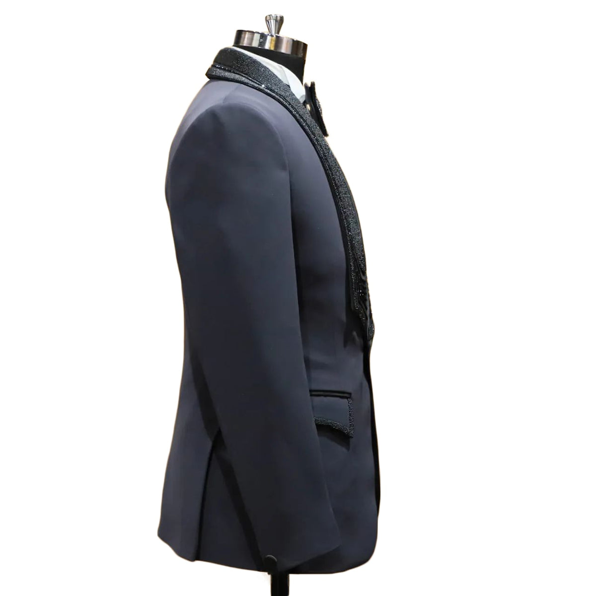 Costume homme 2 pièces blazer gilet un bouton en satin revers paillettes affaires coupe ajustée formel travail mariage marié costume homme 