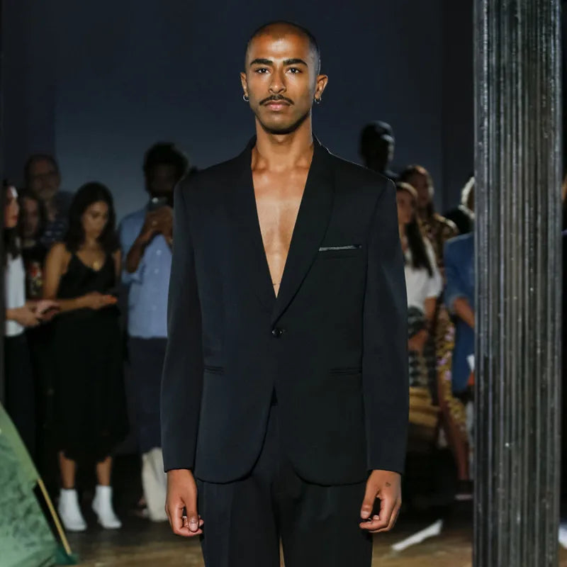 Chaqueta clásica negra de un solo pecho para hombre