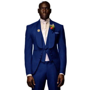 Men's Suit 3-Piece Wedding Groom Tuxedo Party Dress Prom Long Jacket Shawl Collar Blazer + Pants + Vest Business Suit Set