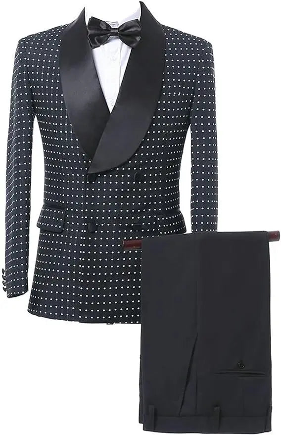 Costume homme croisé col châle coupe slim croisé à carreaux veste pantalon formel deux pièces ensemble mariage