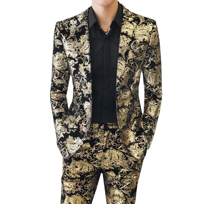 Men's Suit Jacket Trousers 2 Pieces Set Fashion Dress Banquet Wedding Wear Bridegroom Large Size Blazers Coat Pants