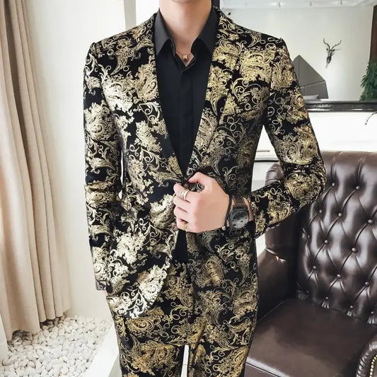 Costume homme 2 pièces veste pantalon ensemble mode robe banquet mariage tenue marié grande taille blazers manteau pantalon