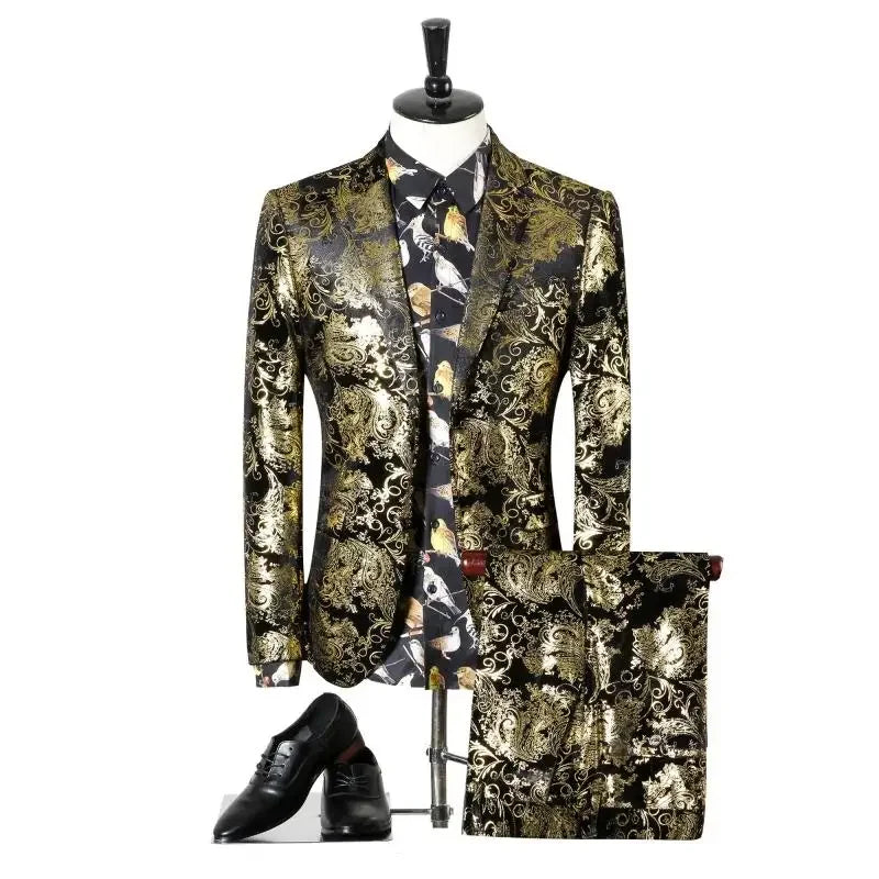 Men's Suit Jacket Trousers 2 Pieces Set Fashion Dress Banquet Wedding Wear Bridegroom Large Size Blazers Coat Pants