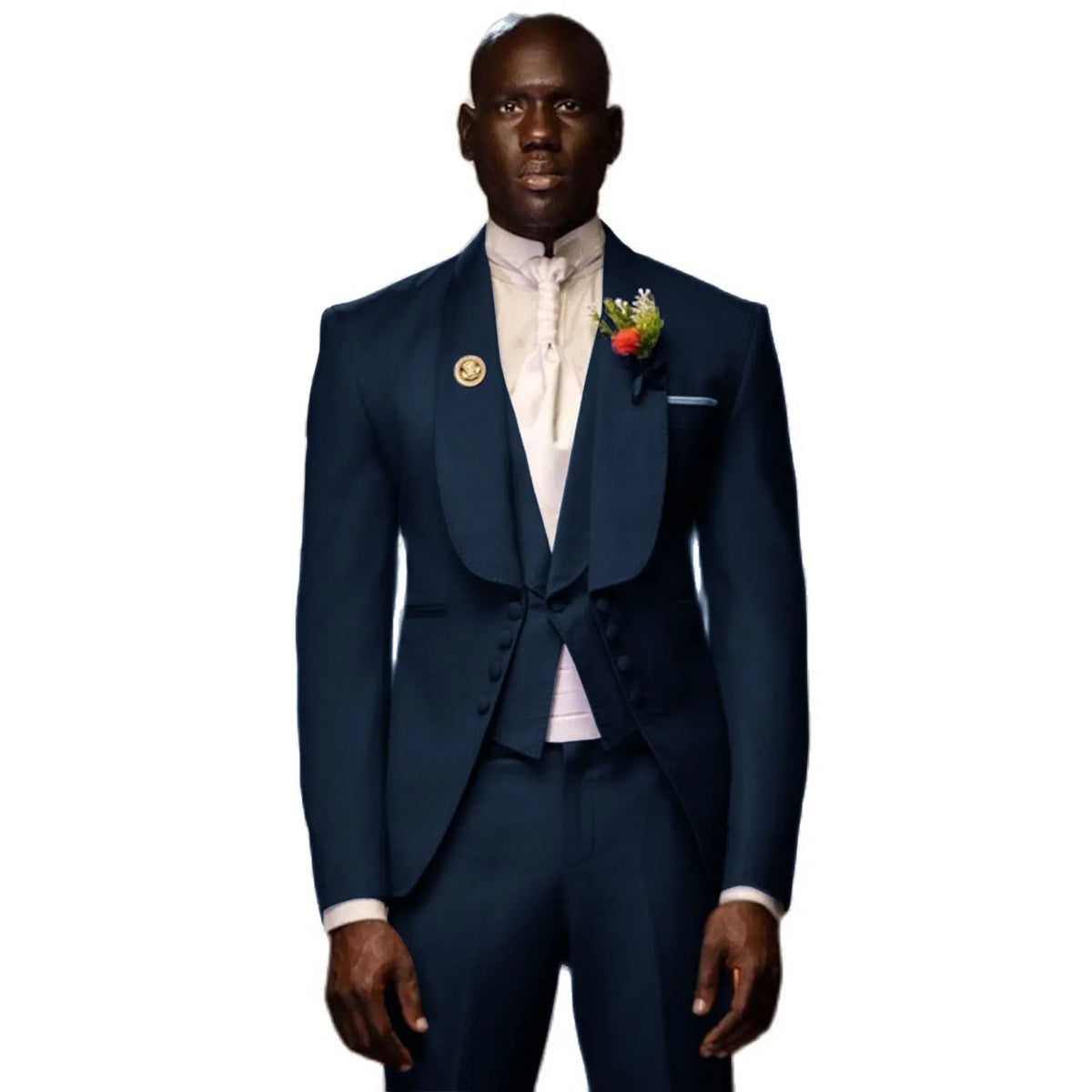 Costume 3 pièces pour homme, smoking, robe de soirée, bal de promo, veste longue, col châle (blazer, pantalon, gilet)
