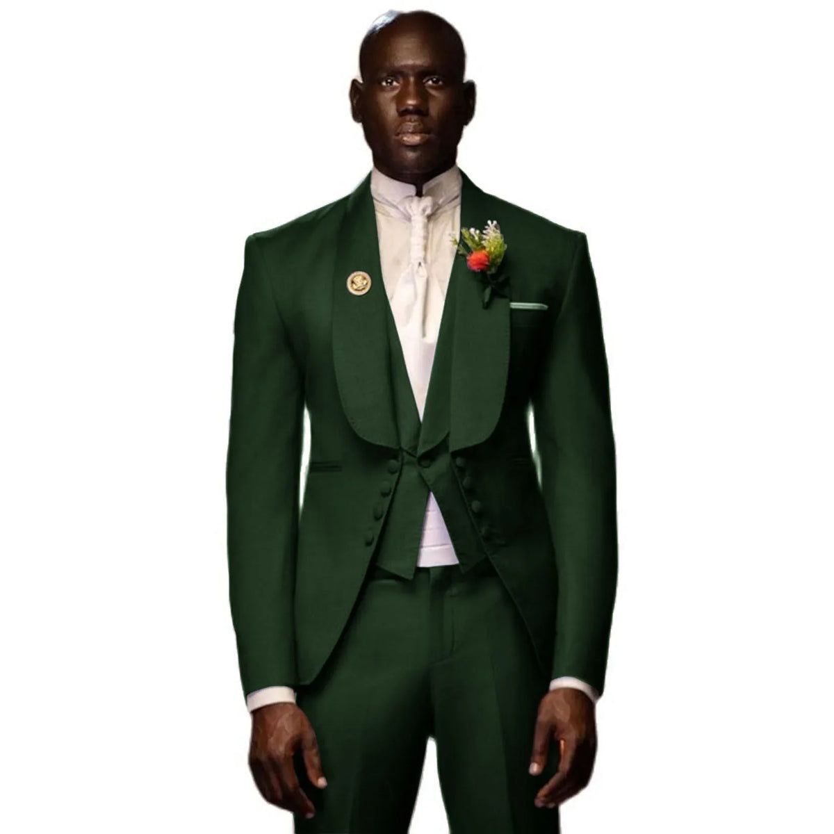 Costume 3 pièces pour homme, smoking, robe de soirée, bal de promo, veste longue, col châle (blazer, pantalon, gilet)