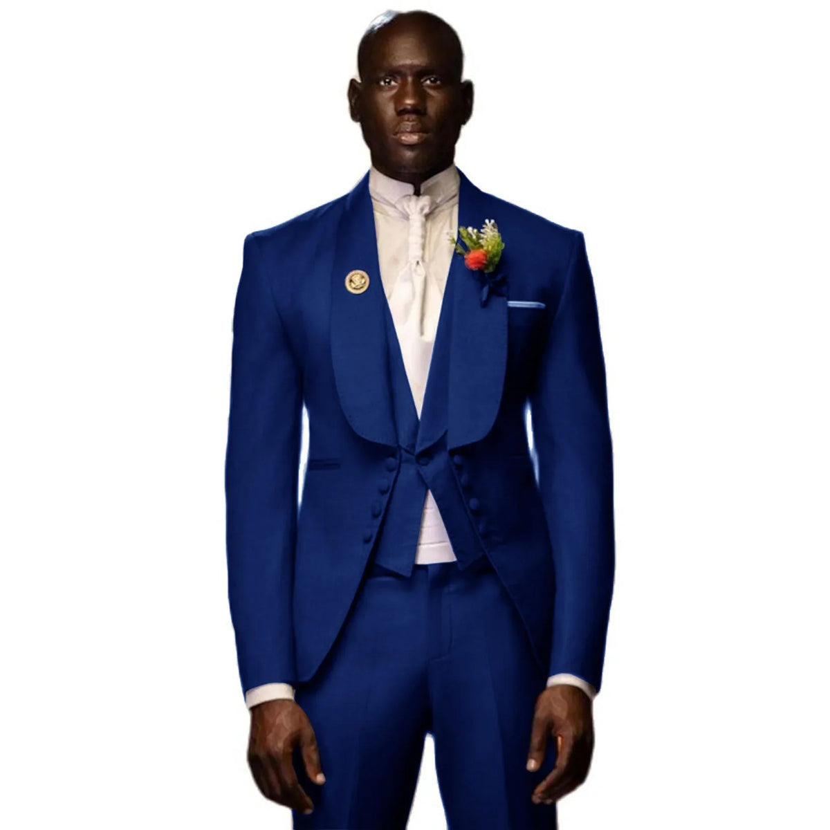 Costume 3 pièces pour homme, smoking, robe de soirée, bal de promo, veste longue, col châle (blazer, pantalon, gilet)