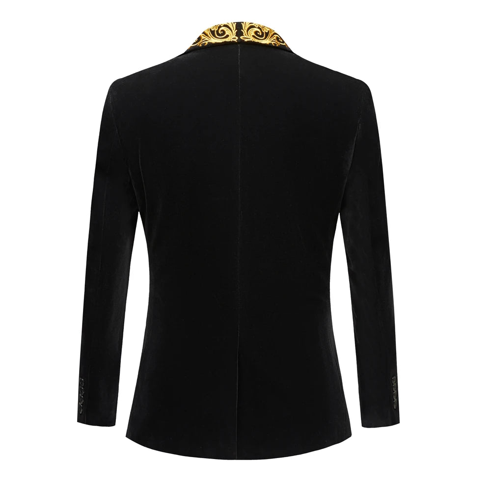 Men's Suits Embroidered Shawl Lapel Groom Wedding Tuxedos Male Prom Blazers Slim Fit Prom Photo Suit Party Tuxedo