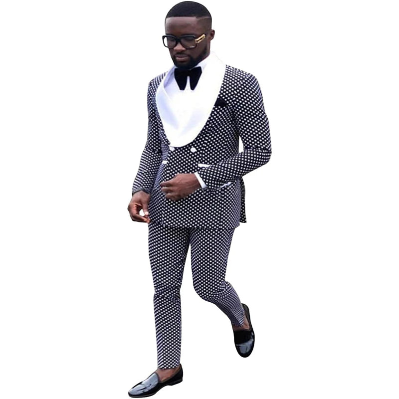 Costume homme 2 pièces coupe slim avec revers châle et veste croisée et pantalon, ensemble smoking pour mariage, bal de promo 