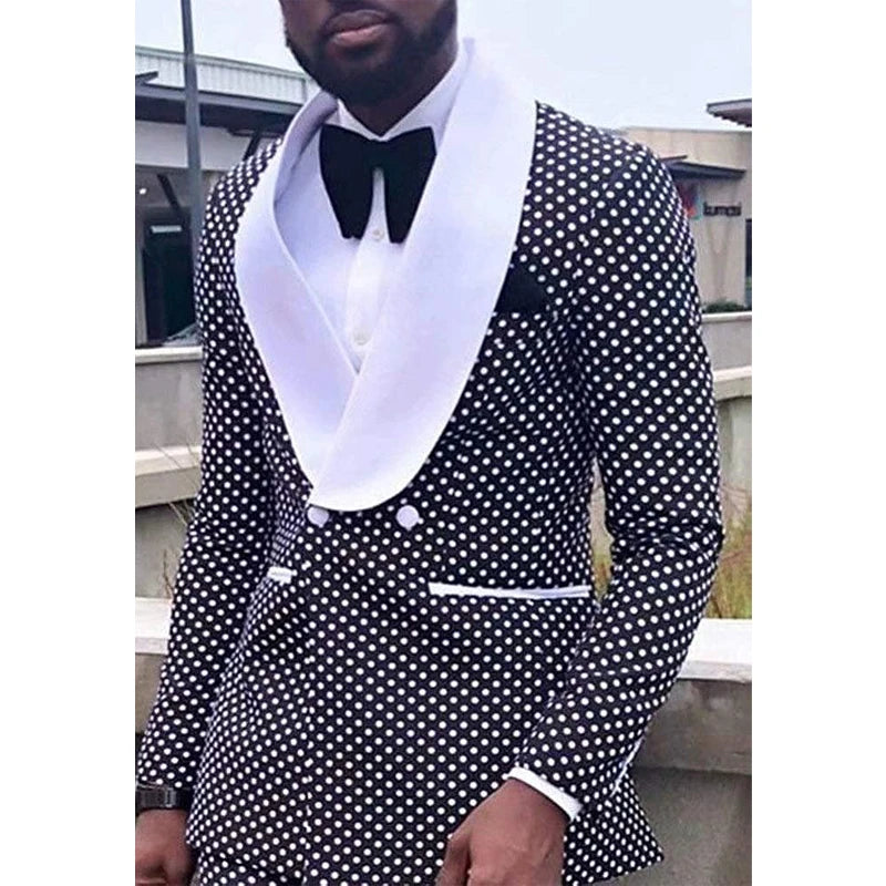 Costume homme 2 pièces coupe slim avec revers châle et veste croisée et pantalon, ensemble smoking pour mariage, bal de promo 