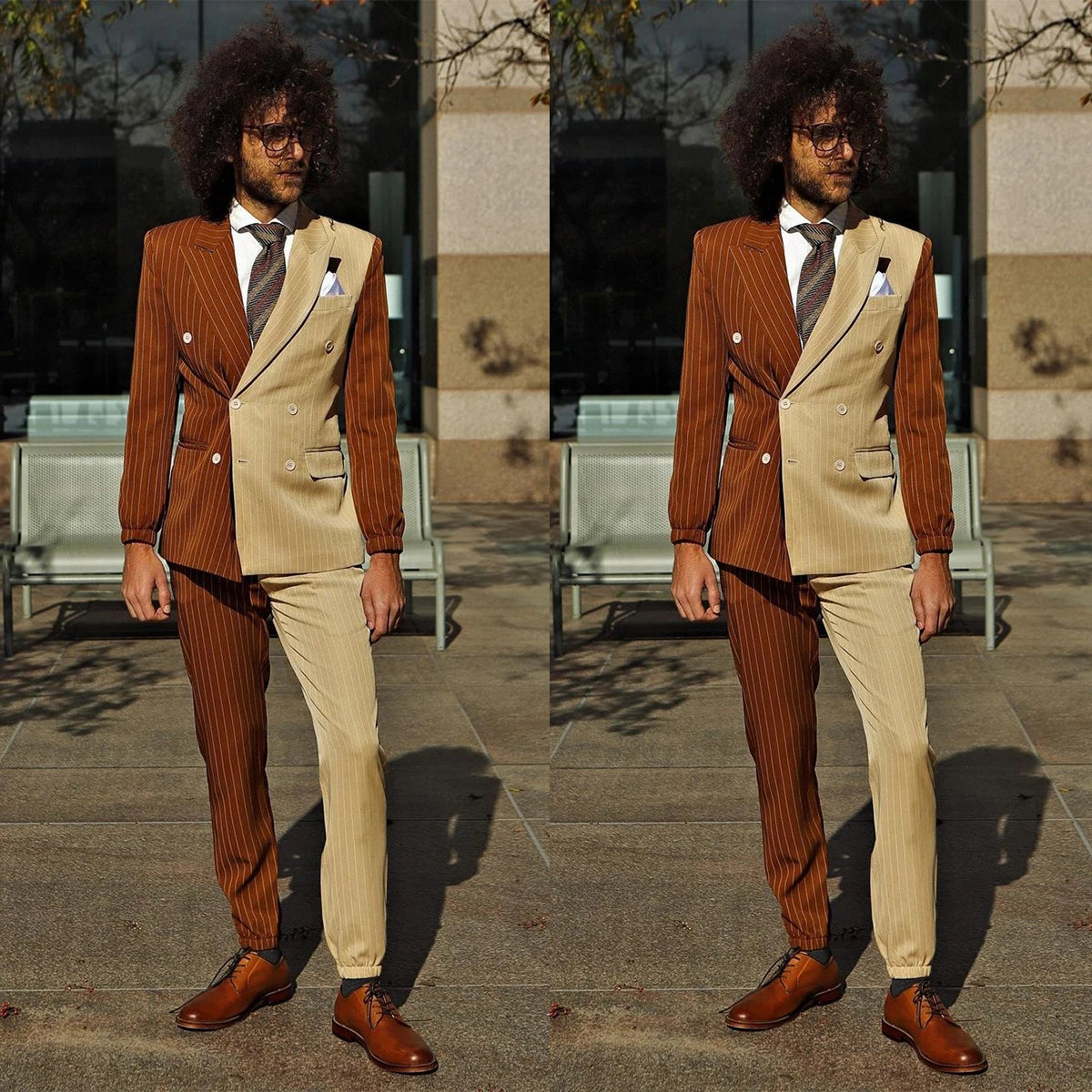 Costumes pour hommes sur mesure épissés 2 pièces Blazer pantalon croisé à rayures fines Revers en pointe Affaires Mariage Marié Sur mesure 