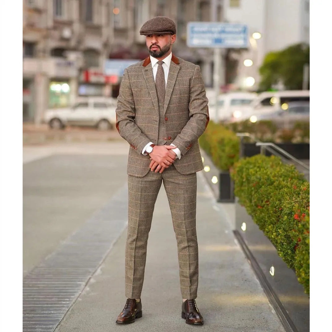 Trajes de hombre a medida de 3 piezas, blazer, chaleco, pantalón, solapa de pico, botonadura sencilla, a cuadros, rayas, para boda, a medida, talla grande