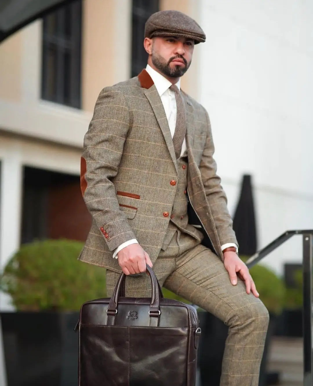 Trajes de hombre a medida de 3 piezas, blazer, chaleco, pantalón, solapa de pico, botonadura sencilla, a cuadros, rayas, para boda, a medida, talla grande