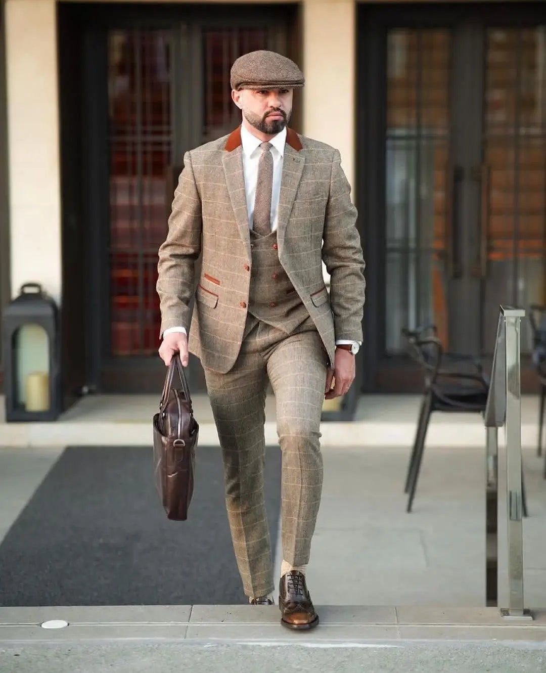 Trajes de hombre a medida de 3 piezas, blazer, chaleco, pantalón, solapa de pico, botonadura sencilla, a cuadros, rayas, para boda, a medida, talla grande
