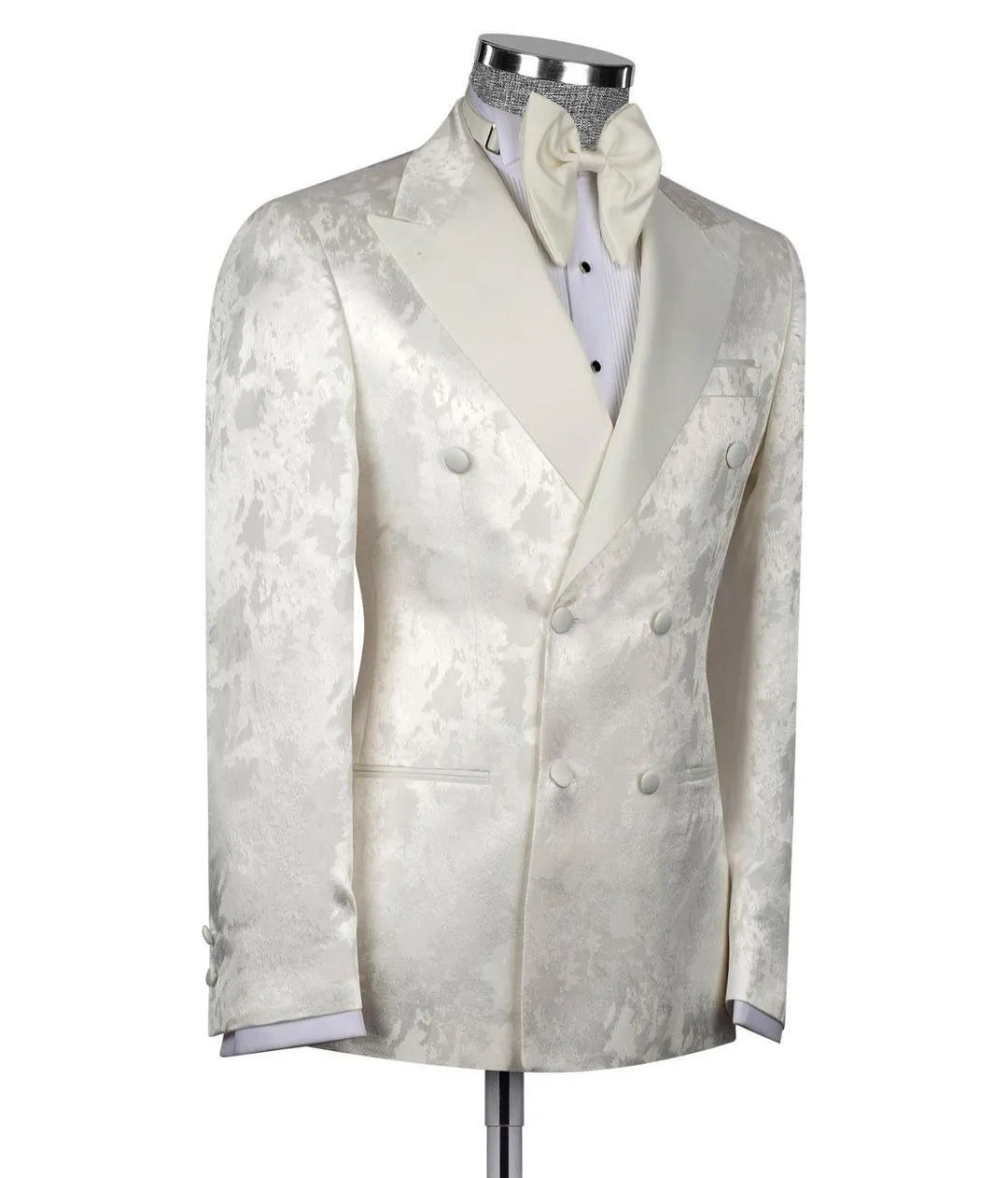Men's Suits Tailored Jacquard One Piece Blazer Tuxedo Double Breasted Peaked Lapel Formal Work Wear Plus Size Tuxedo Custom Made