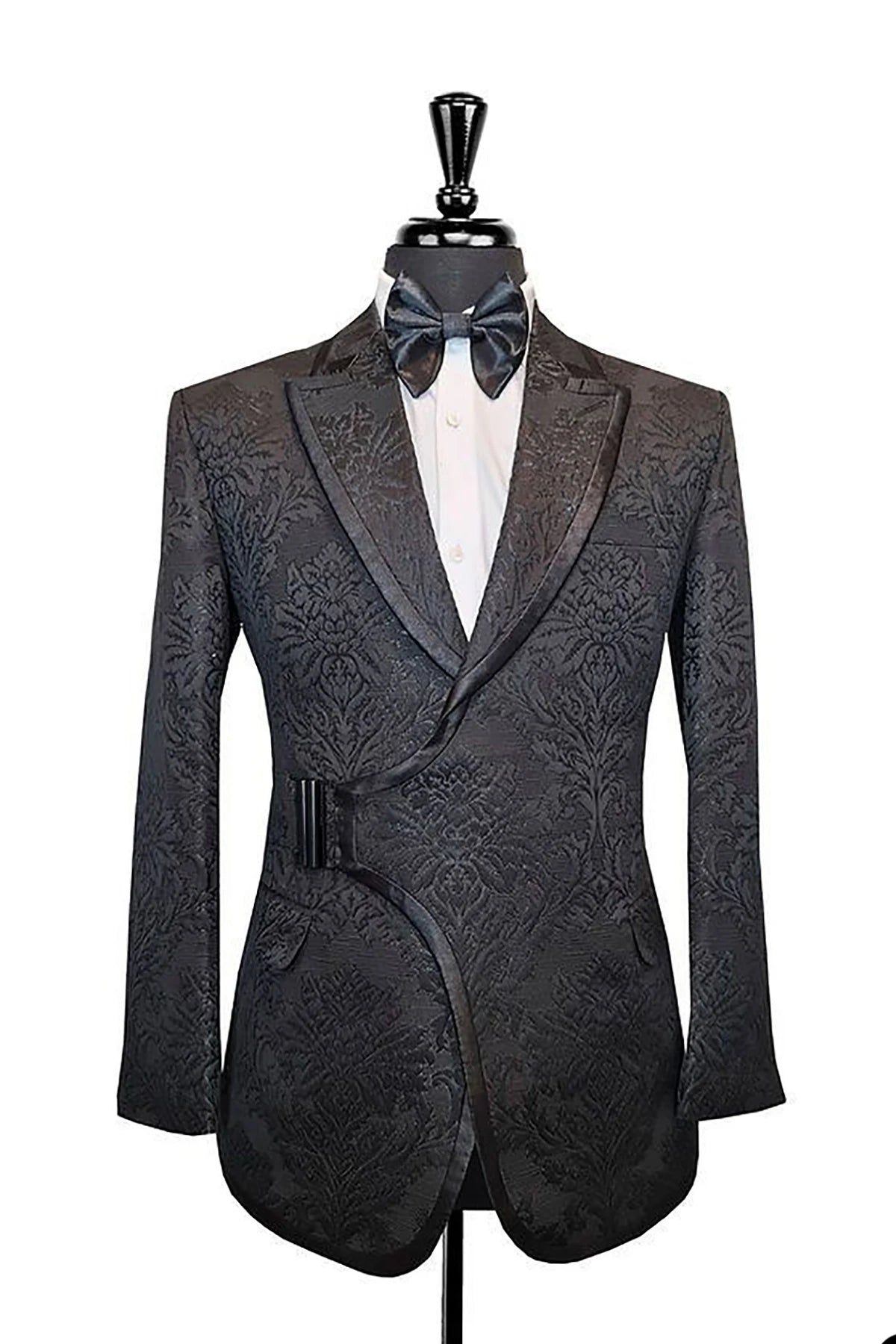 Men's Suits Tailored One Piece Jacquard Blazer Tuxedo Peaked Lapel With Belt Luxury Slim Fit Wedding Custom Made Plus Size