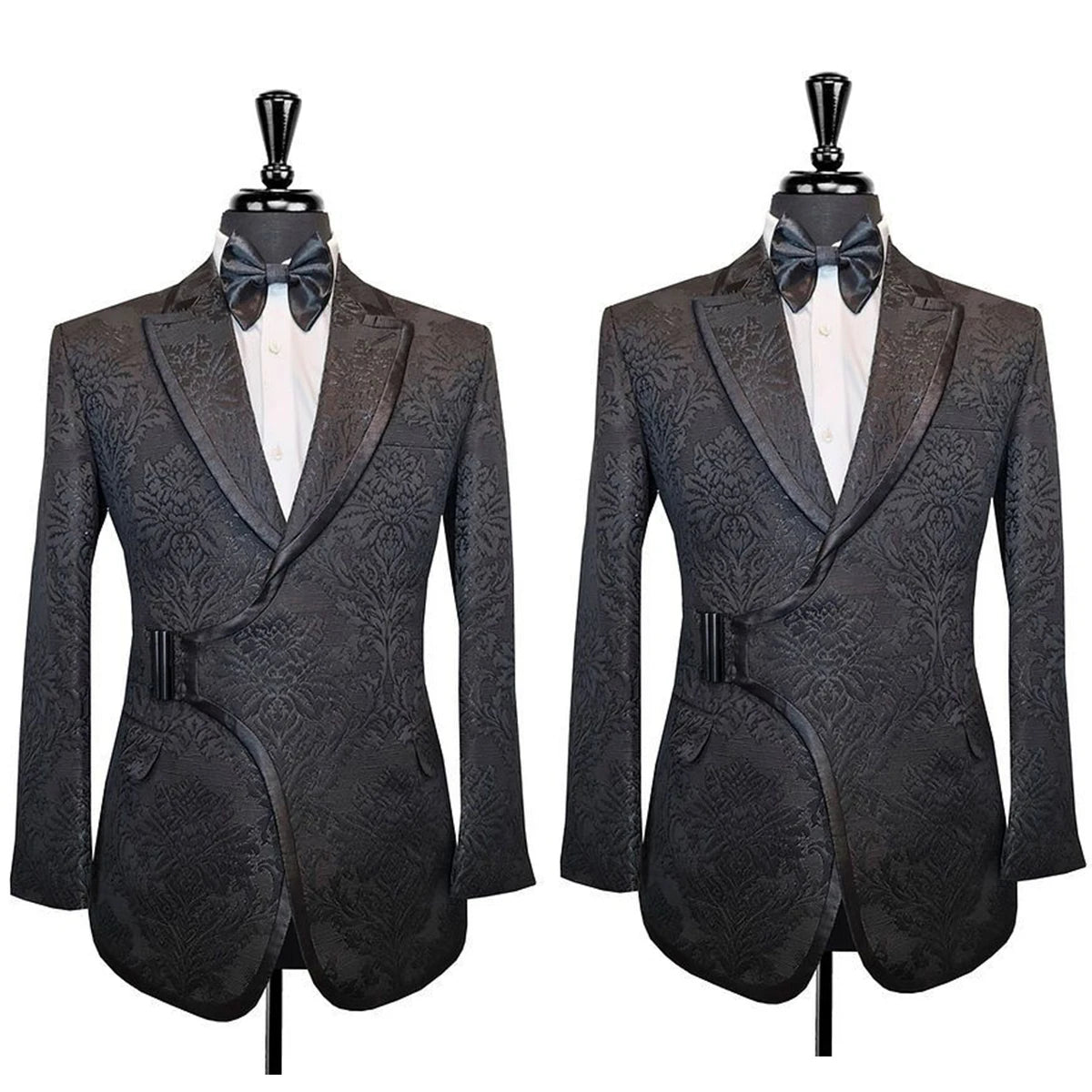 Men's Suits Tailored One Piece Jacquard Blazer Tuxedo Peaked Lapel with Belt Luxury Slim Fit Wedding Custom Made Plus Size