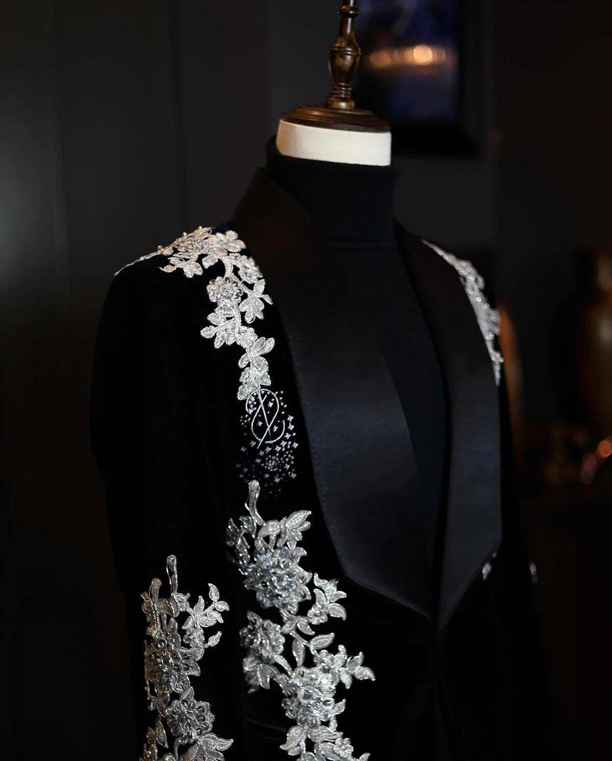 Trajes de hombre a medida, de una pieza, de terciopelo, blazer, un botón, solapa ancha de satén, apliques de cuentas, para boda, formal, hecho a medida, talla grande 