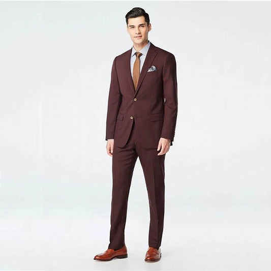 Traje de dos piezas con dos botones para hombre, esmoquin con solapa con muesca para graduación, negocios, informal, diario 