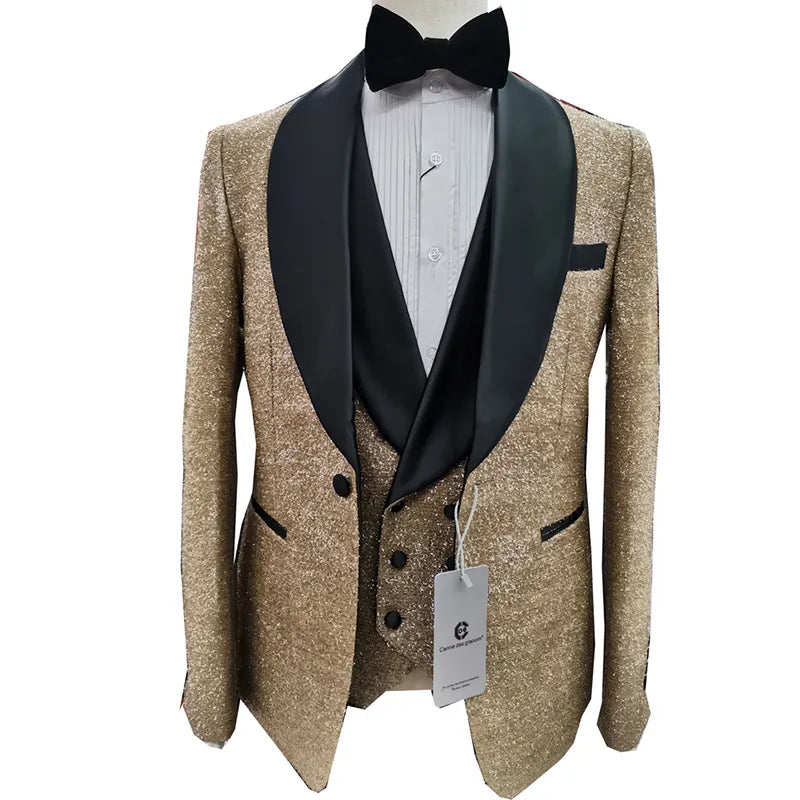 Costumes pour hommes Boutique Groom Casual Slim fit style britannique ensemble 3 pièces robe de soirée de mariage smoking 