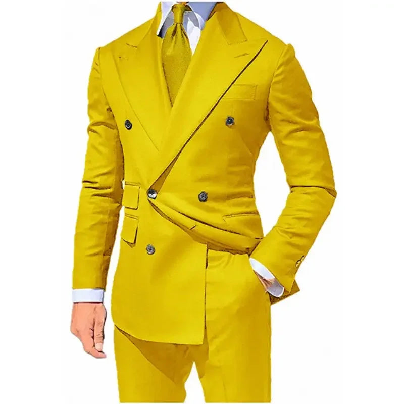 Costume 2 pièces pour homme, costume de mariage, croisé, revers en pointe, coupe slim, smoking, blazer sur mesure, 2 pièces 