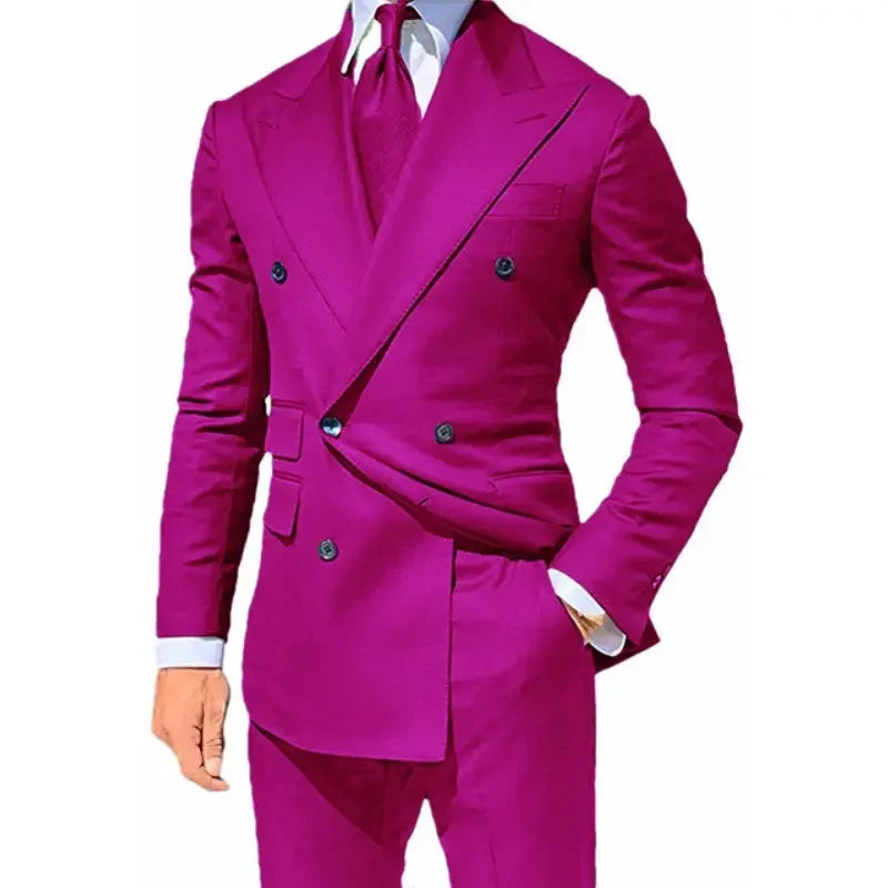 Costume 2 pièces pour homme, costume de mariage, croisé, revers en pointe, coupe slim, smoking, blazer sur mesure, 2 pièces 