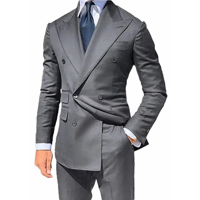 Costume 2 pièces pour homme, costume de mariage, croisé, revers en pointe, coupe slim, smoking, blazer sur mesure, 2 pièces 