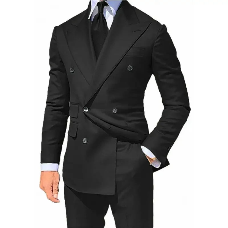 Costume 2 pièces pour homme, costume de mariage, croisé, revers en pointe, coupe slim, smoking, blazer sur mesure, 2 pièces 