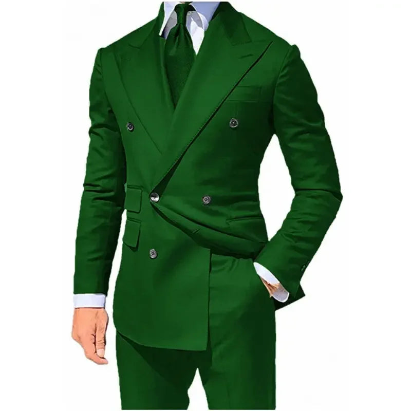 Costume 2 pièces pour homme, costume de mariage, croisé, revers en pointe, coupe slim, smoking, blazer sur mesure, 2 pièces 