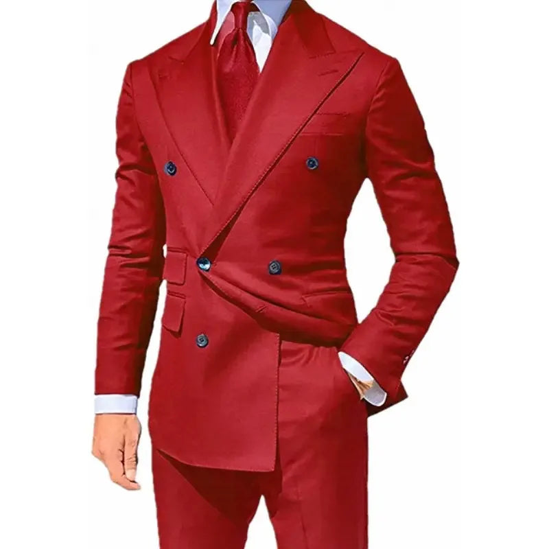Costume 2 pièces pour homme, costume de mariage, croisé, revers en pointe, coupe slim, smoking, blazer sur mesure, 2 pièces 