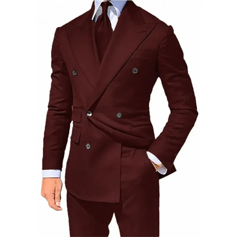 Costume 2 pièces pour homme, costume de mariage, croisé, revers en pointe, coupe slim, smoking, blazer sur mesure, 2 pièces 