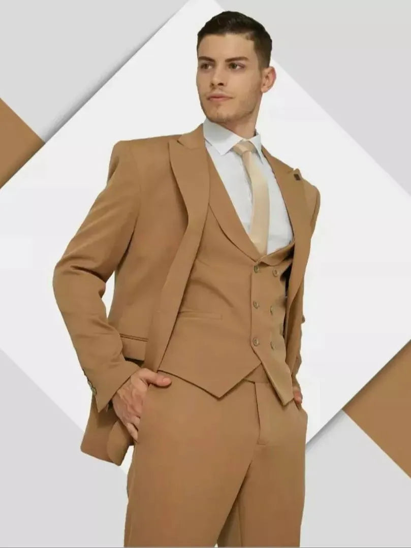 Blazer de lujo para hombre, traje de novio para boda, frac ajustado de 3 piezas, vestido personalizado de talla grande (chaqueta, pantalón y chaleco).