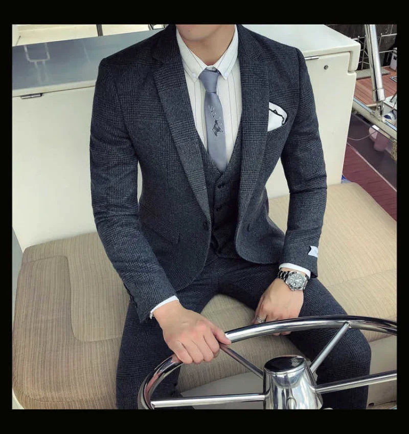 Costume trois pièces gris slim fit pour homme