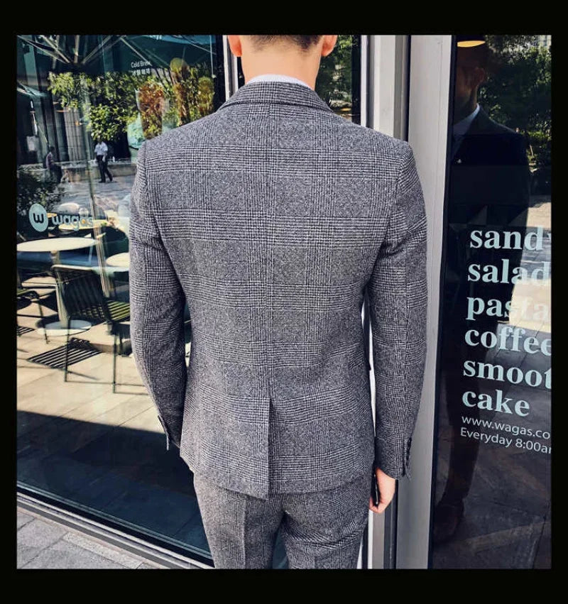 Costume trois pièces gris slim fit pour homme